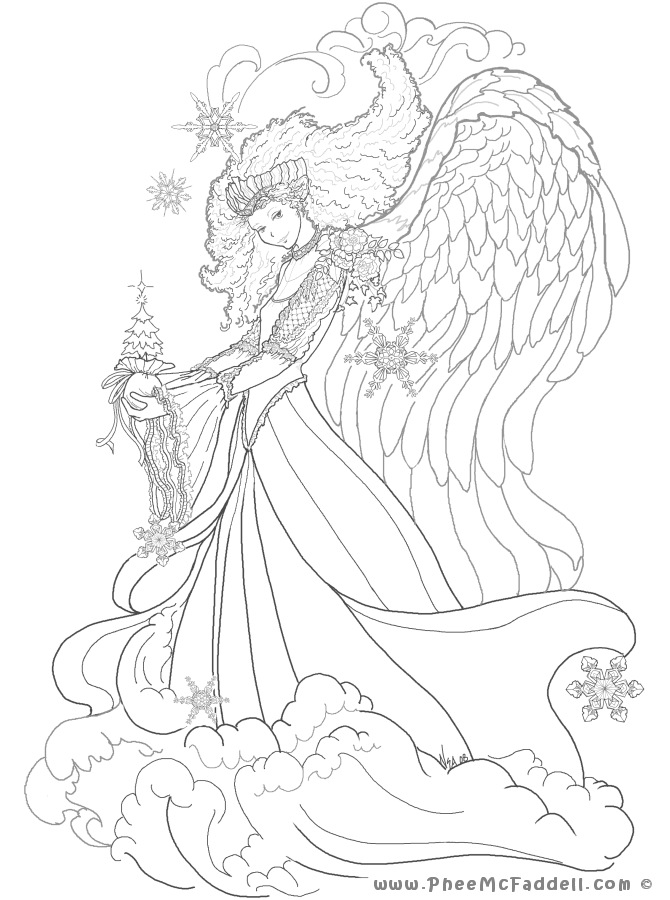 December Angel Coloring Page