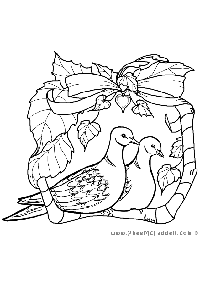 2 turtle doves coloring page