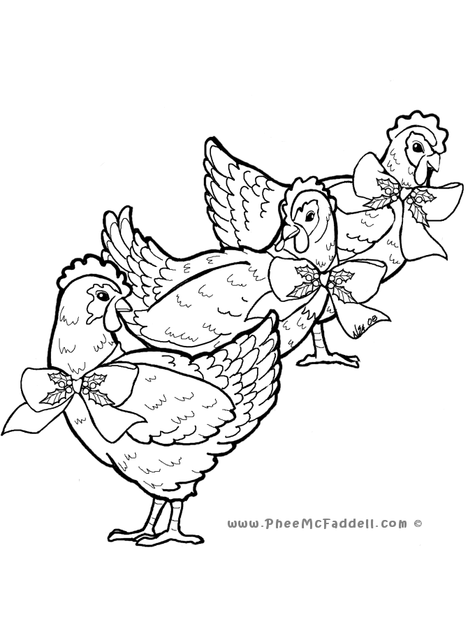 Download Three French Hens Coloring Page