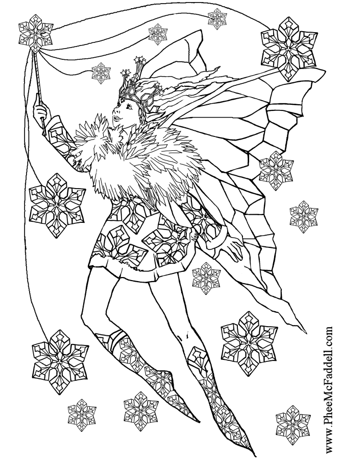 snowflake fairy to color black and white coloring and craft